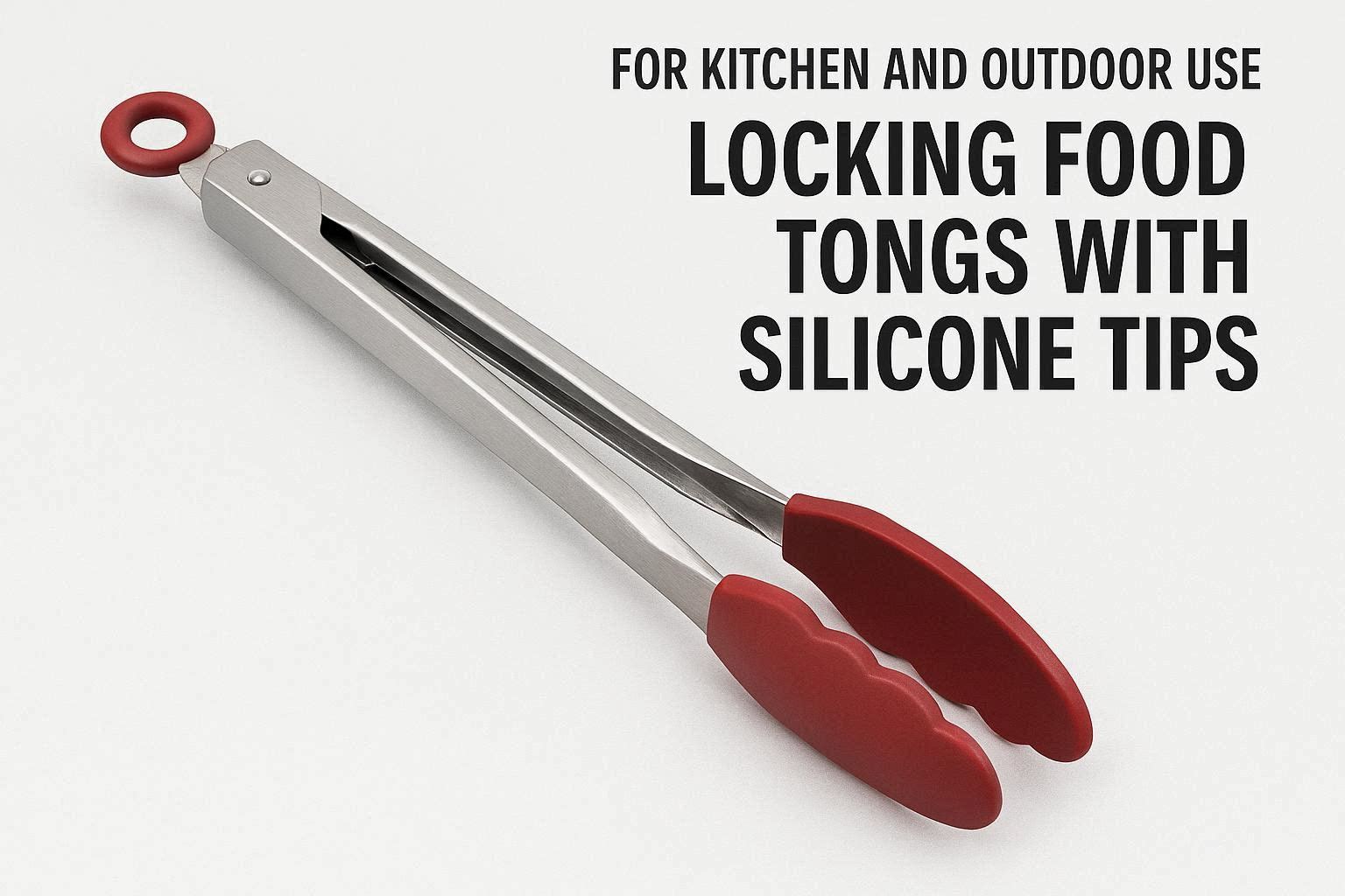 Locking Food Tongs with Silicone Tips for Kitchen and Outdoor Use - Image 1