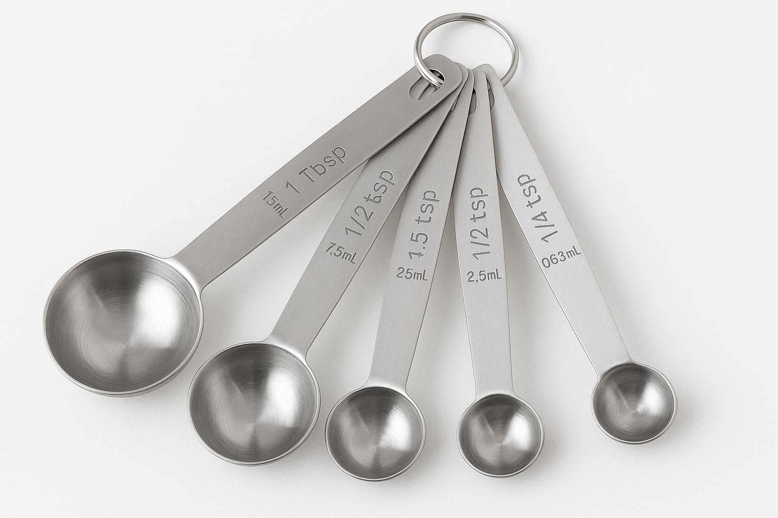 Stainless Steel Measuring Spoon Set of 6 with Engraved Markings for Baking - Image 1