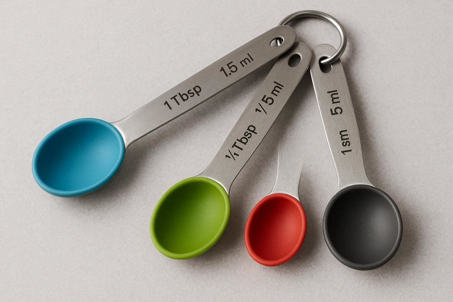 Silicone and Stainless Steel Measuring Spoon Set for Wet and Dry Ingredients - Image 1